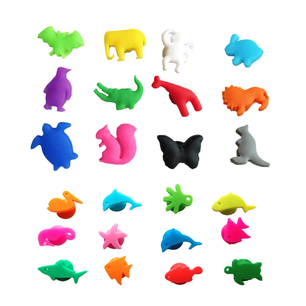 24pcs Men Drink Markers Ornament Glasses Silicone Glass Red Glassess Sea Glassess And Land Identifier Drinking Cup