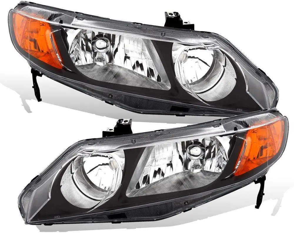 Sulinso для замены фар черный корпус для 2006-2011 Honda Civic Sedan 4 двери/гибрид-левый+ правый