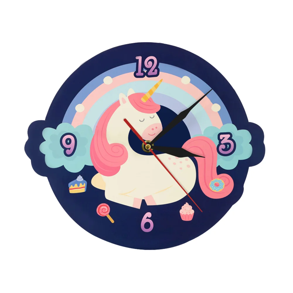 Милый сладкий сон Единорог в форме настенные часы мультфильм единорог с красочной радугой девушка комната часы настенные часы детская Настенный декор