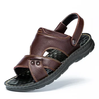 

Summer Men's Sandals Genuine Leather Outdoor Casual Shoes Men's Breathable Design Outdoor Beach Sandals Roman Water Sneakers %