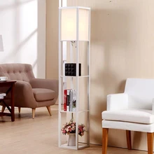 Белая Напольная Лампа светодиодный, полка, мдф материал трехэтажная полка подходит для гостиной, спальни, кабинета, кофейни с пультом