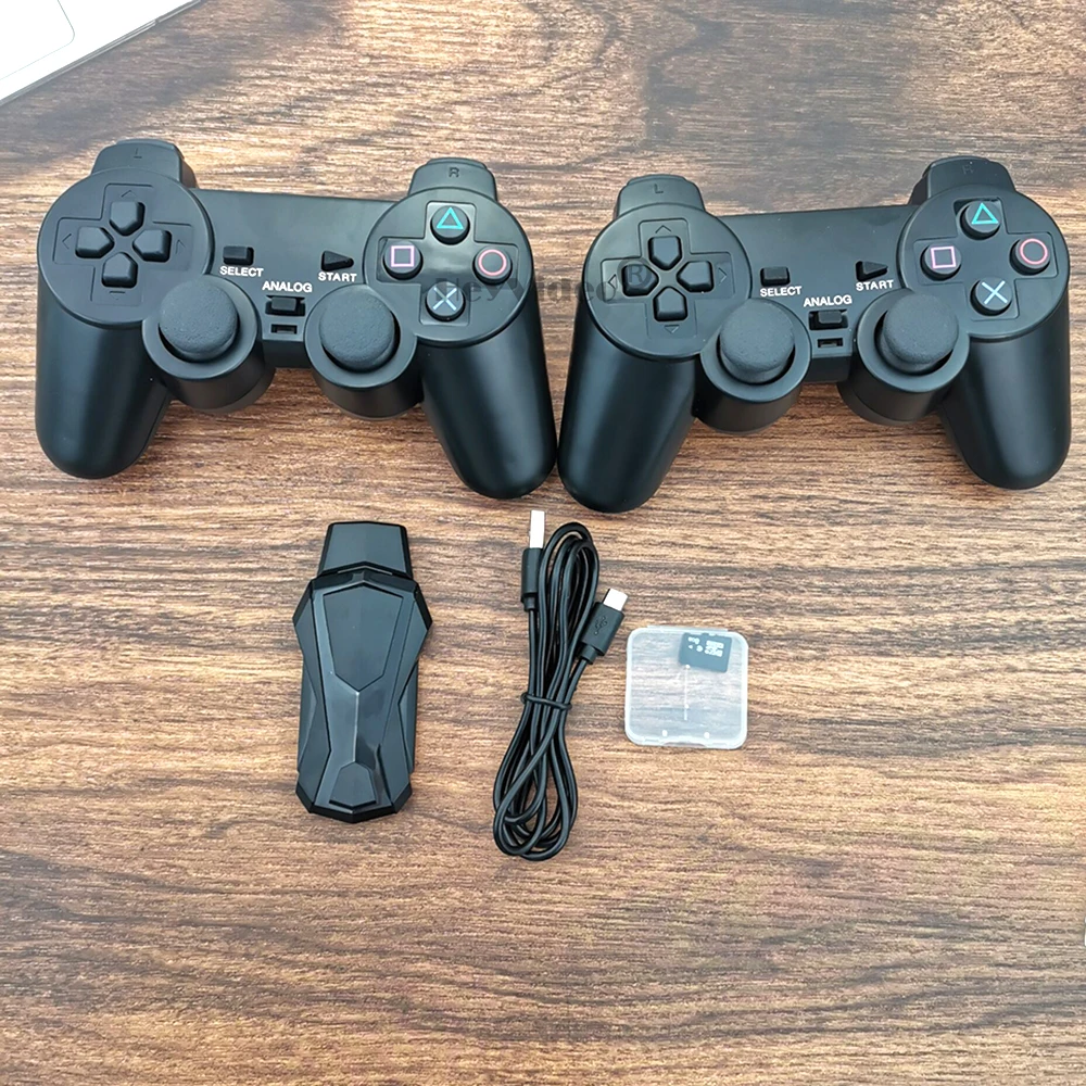 Wireless Video Game Console 4K Game Stick HD Display on TV Projector Monitor Classic Retro 6800 +Games Double Controller Player
