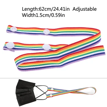 

1Pcs Rainbow Face Mask Ear Hook Adjustable Ear Strap Extension Mask Fixing Buckle Clip Neck Straps Cord