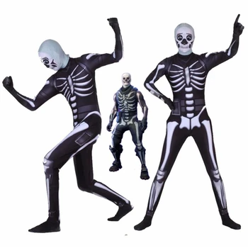

Adult Kids Game Cosplay Costume Skull Trooper Human Zentai Bodysuit Suit Jumpsuits Halloween