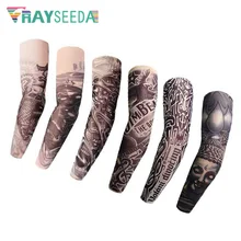 1 пара Мужская поддельная временная татуировка рука рукава Дешевые Баскетбол Длинная рука рукав лето спорт на открытом воздухе Анти-УФ Защита рук