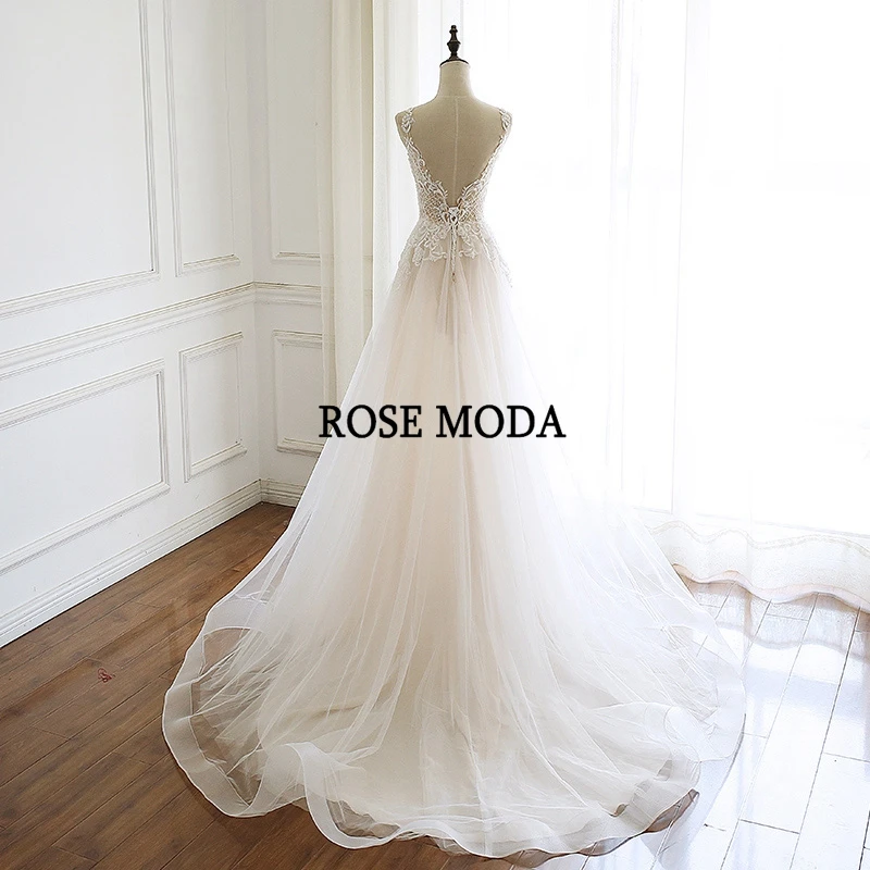 Rose Moda нежное кружевное свадебное платье в стиле бохо v-образный вырез на шнуровке сзади Свадебные платья на заказ