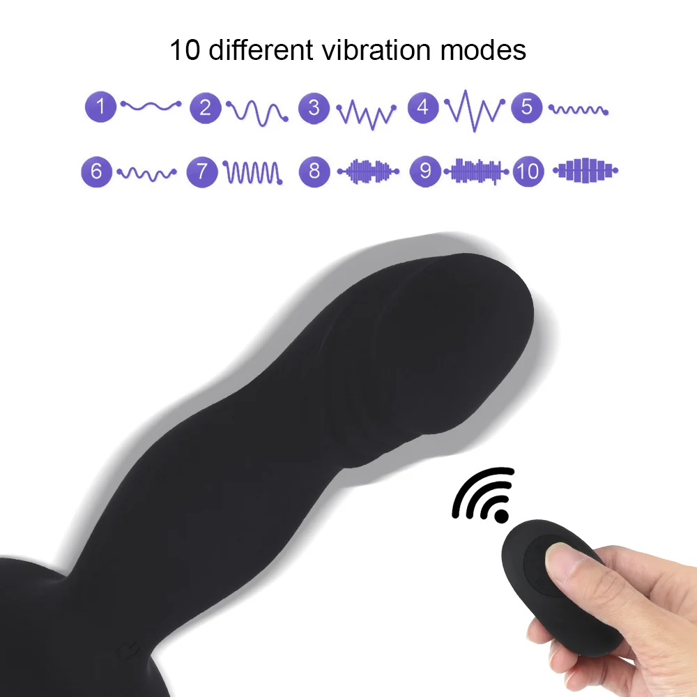 Butt Plug Vibrating Wireless Remote Control 10 Speeds Dildo Anal Vibrator G-spot Prostate Massager Suction_voghion.com
