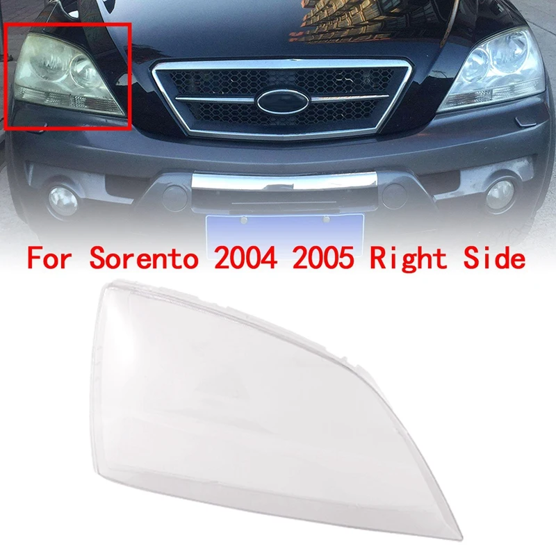 

Car Front Side Headlight Clear Lens Lamp Shade Shell Cover for KIA Sorento 2004 2005