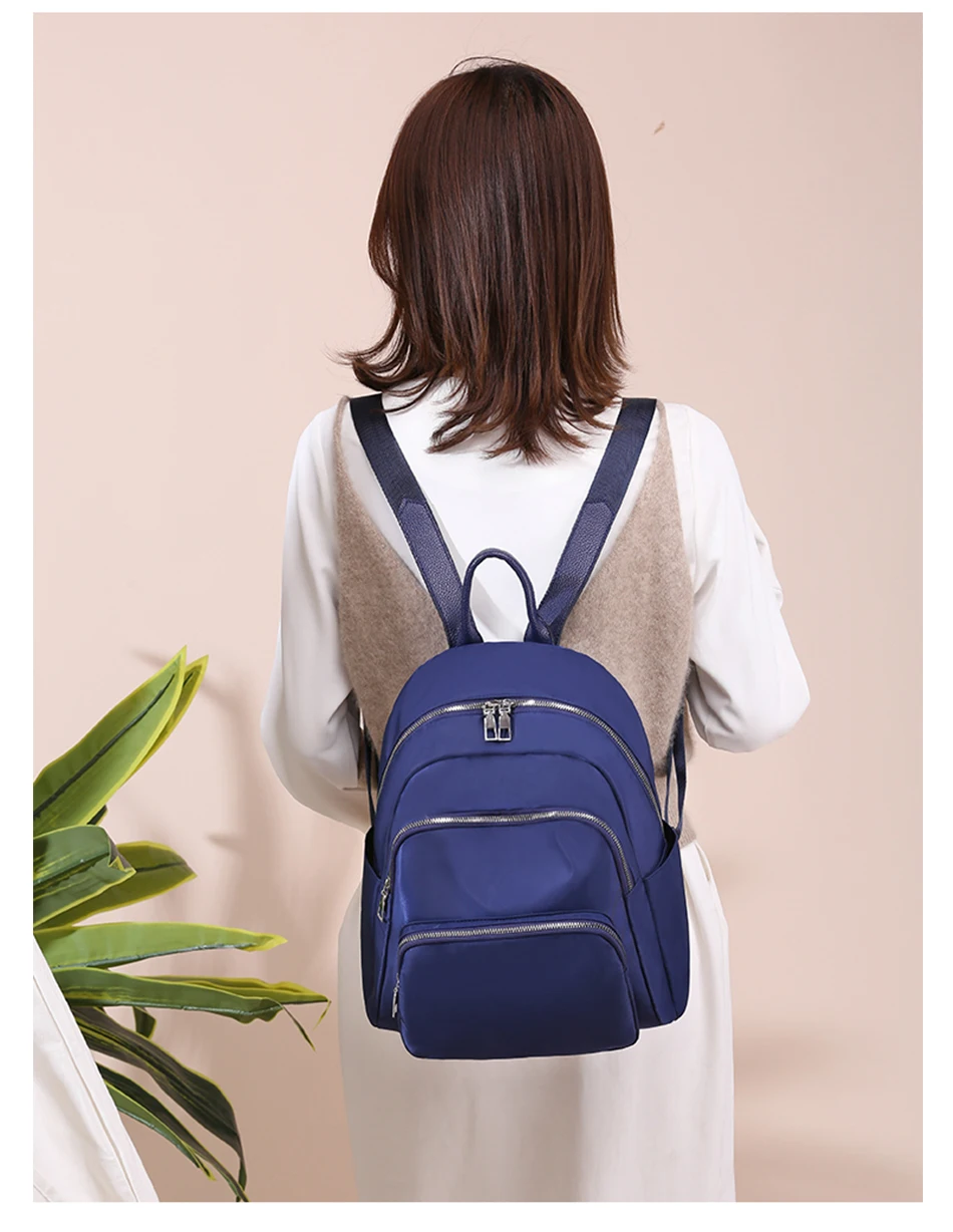 Водонепроницаемый нейлоновый женский рюкзак на молнии, школьные сумки для девочек-подростков, маленький рюкзак с подвеской, женский многофункциональный рюкзак