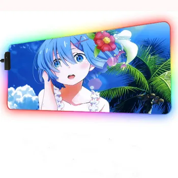 

ZSUXTC Animation Mouse Pad Cute Girl Pattern RGB Gaming Mouse Pad LED Luminous Color Lighting Wireless Gaming Desk Mouse Pad XXL