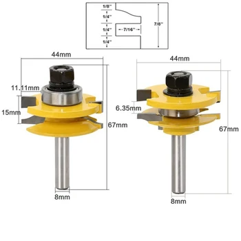 

2Pcs/set 8mm Shank Tongue And Groove Router Bit Set Milling Cutter Woodworking Tools 2020 New Arrival