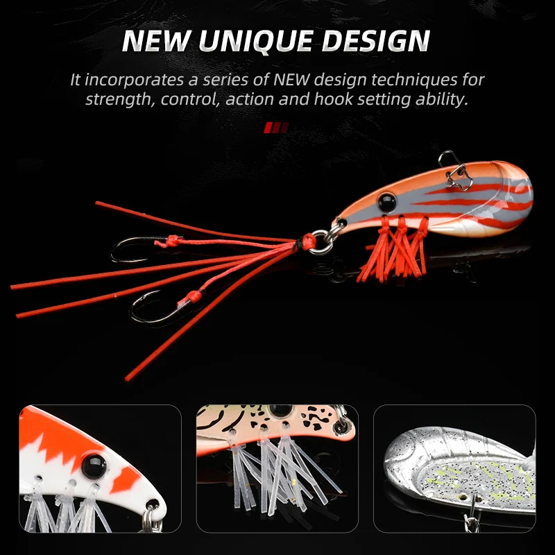 ALLBLUE Crazy Shrimp 7g 14g Metal VIB Sinking Blade Spoon Fishing Lure Bass Artificial Bait With Jig Assist Hook Rubber Skirt 2