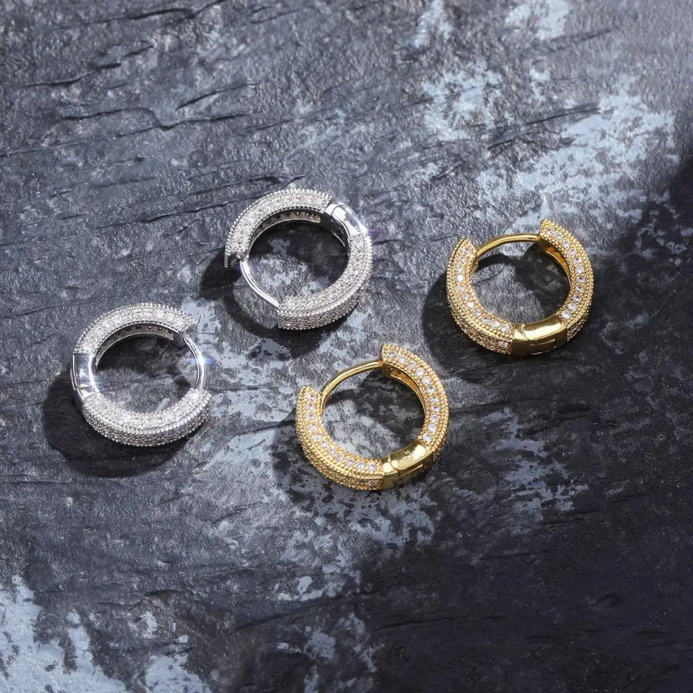 GUCY хип хоп рок мужские женские ювелирные изделия золото/серебро Цвет Bling полностью Iced CZ huggie Hoop Серьги