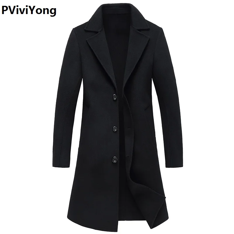 

PViviYong 2019 new arrival autumn&winter high quality wool trench coat men,men's manual Double sided wool turn-down collar jackets men plus-size M-3XL NZ9825