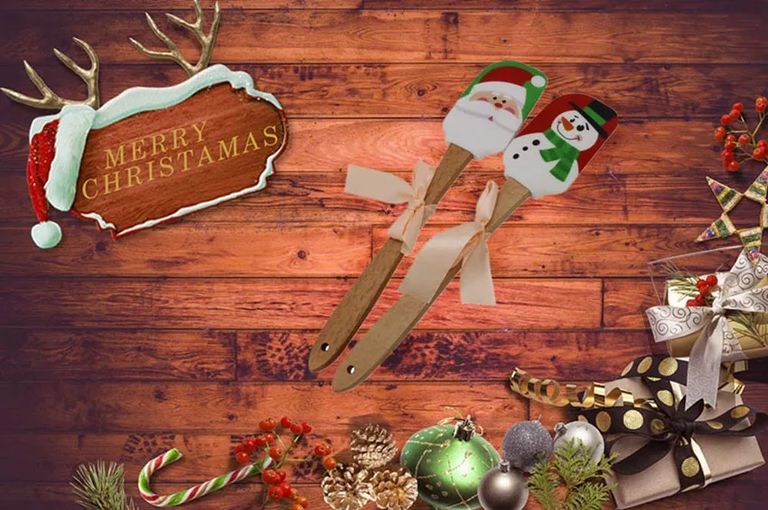 ERMAKOVA Christmas Silicone Spatula Santa Spatula Snow Man Spatula Mixing Batter Scraper Cream Butter Spatula Baking tools