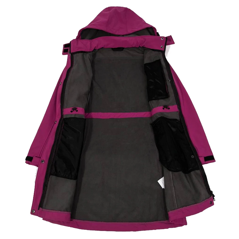 Women soft shell fleece long jackets outdoor windbreaker hiking camping trekking climbing female coat winter polyester sport9s