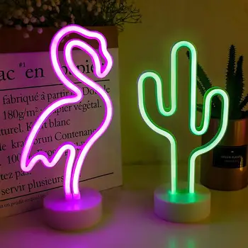 

Rainbow Led Neon Signs Night Light Flamingo Unicorn Wedding Bar Shop Window Room Home Decor Lamps For Christmas Gift Table Lamp