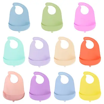 

11 Colors Food Grade Silicone Baby Bibs Waterproof Newborn Feeding Saliva Towel Adjustable Burp Cloths Accessories