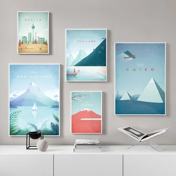 

Travel Poster Illustration Nordic Print Vintage London City Landscape Canvas Art Painting Wall Picture Living Room Decoration