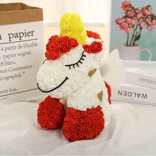 Прямая поставка, горячая распродажа, 5 стилей, милые розы, единорог, светодиодный, Подарочная коробка, искусственные игрушечные цветы, единорог, рождественский подарок