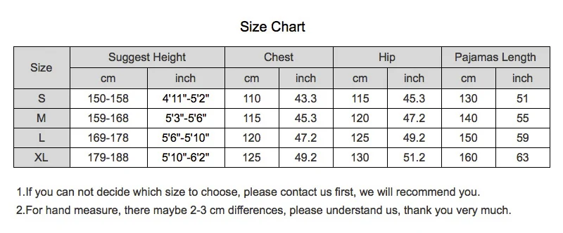 size chart of animal pajamas