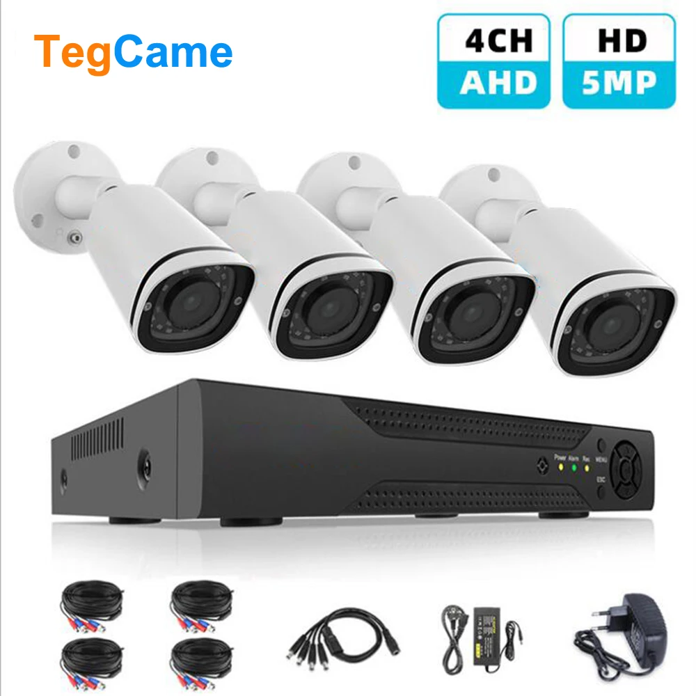 

New HD 5MP H.265 Video Surveillance 4 Cameras Security Camera Set For CCTV Outdoor Security Camera System AHD Camera DVR P2P