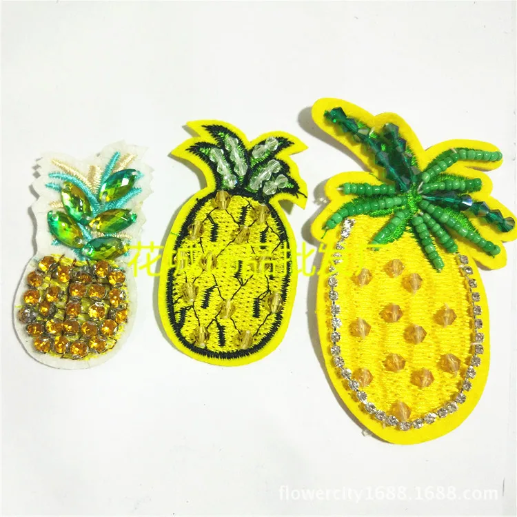 

New Style Computer Sequin Embroidered Pineapple Handmade Beading Seam Drilling Fruit Shaped Accessories Accessories Clothing