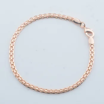 

HE-36 Wide Men Women 585 Rose Gold Color Weaving Curb Bracelets Chains Jewelry