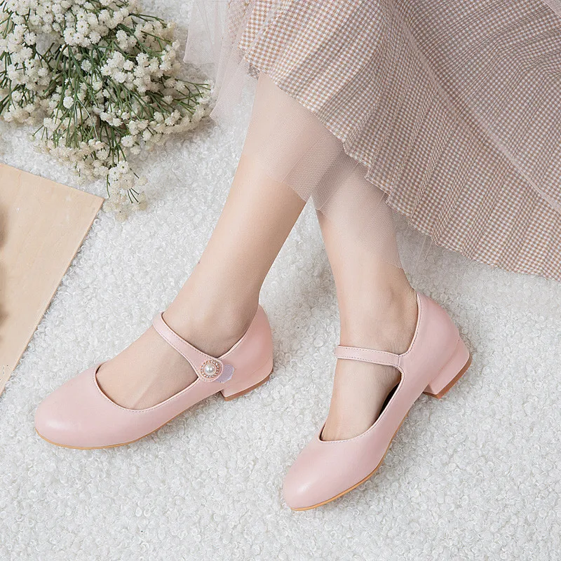 YQBTDL Daily Concise Princess Mary Jane Ladies Shoes Pink White Hook