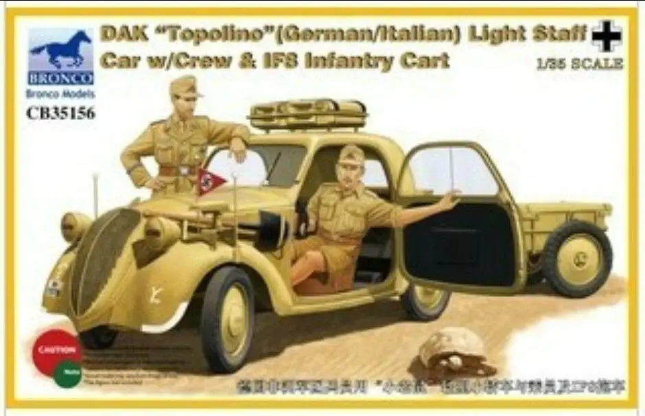 Bronco Cb35156 1/35 Dak Topolino Light Staff Car W/Crew & Fanteria Cart