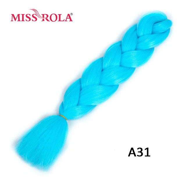 Miss Rola Synthetic Support Wholesale 100g 24 Inch Jumbo BraidsPink Green Yellow High Temperature Fiber Ombre Hair Extensions A31