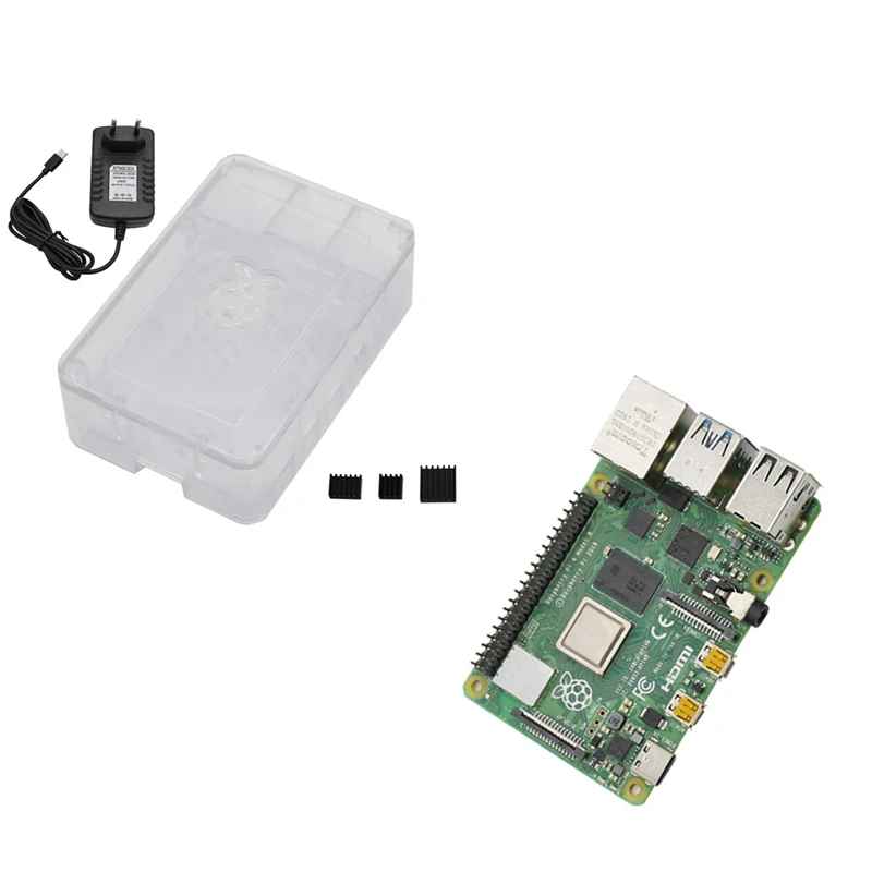 Для Raspberry Pi 4 Модель B ABS чехол 4G Оперативная память DIY Kit с радиатором 5V 3A Мощность адаптер для Raspberry PI 4B