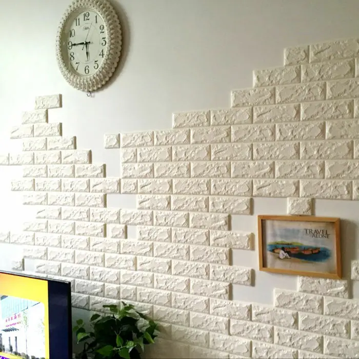 60x60 см Настенная Наклейка камень кирпич узор 3D белые текстурированные обои из