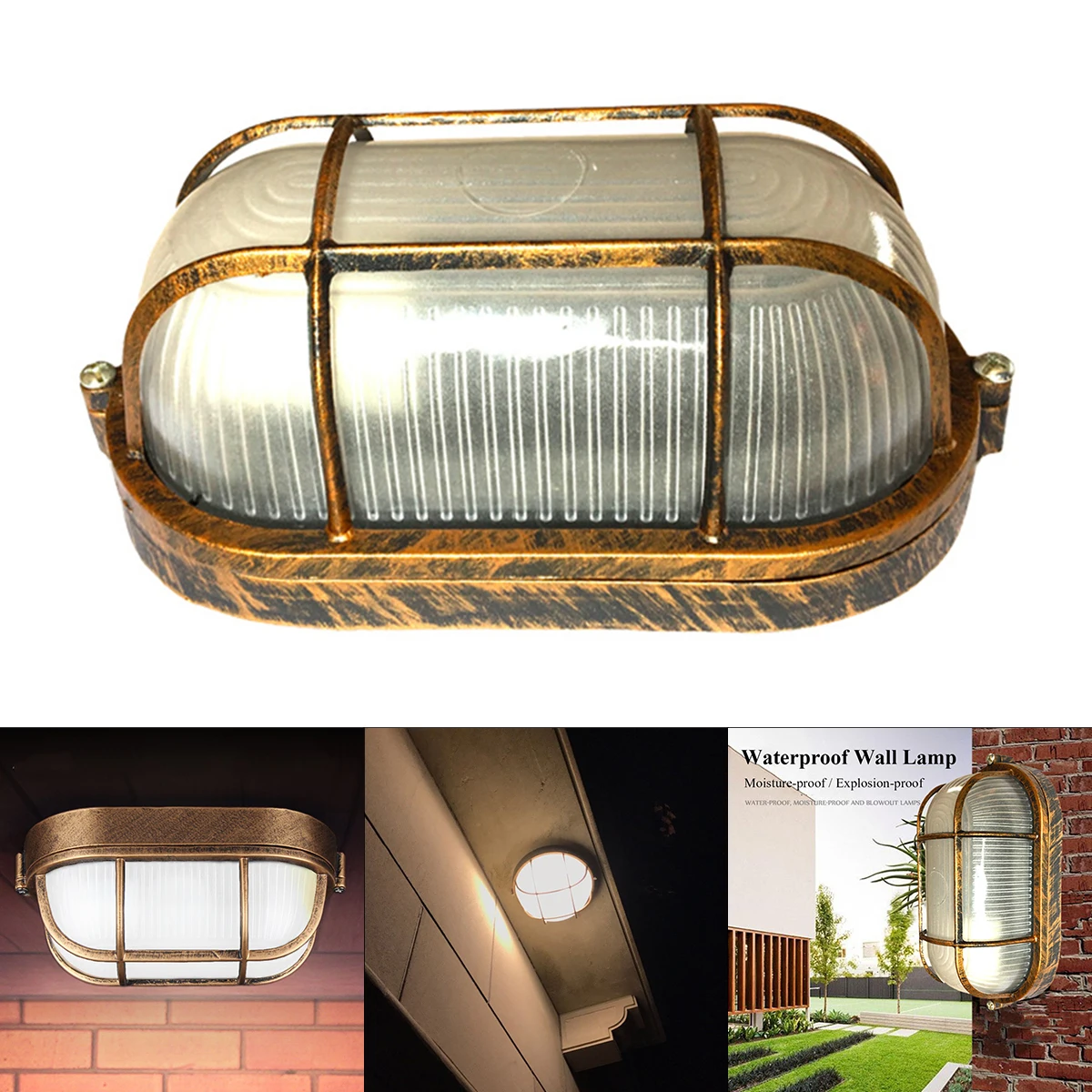 E27 Retro Ceiling Light Fixtures Outdoor Moisture Wall Light Waterproof Nautical Bulkhead Lights Bedroom Sauna Room Storehouse e27 outdoor moisture wall light nautical bulkhead light fixtures for outdoor sauna room storehouse with frosted glass shade