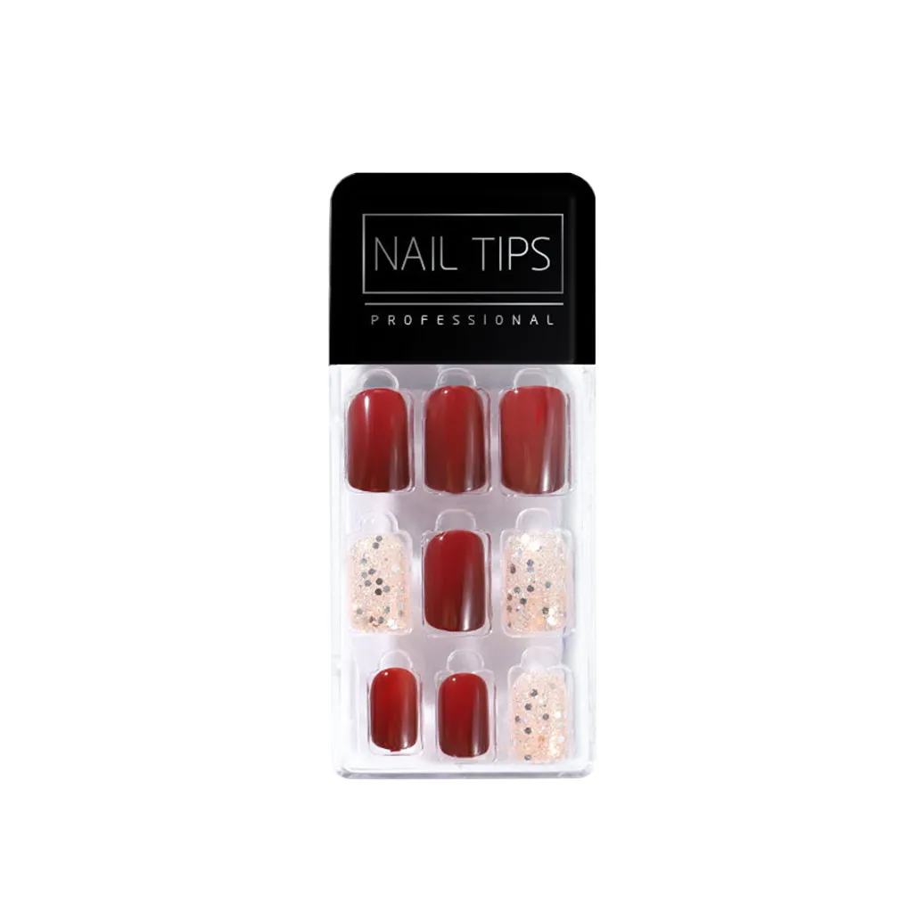 

Short Oval Nail Patches Boxed Removable Repeated Use Of Fake Nail Patches Artificial Nails Tips With Glue Sticker 24PCS Y801