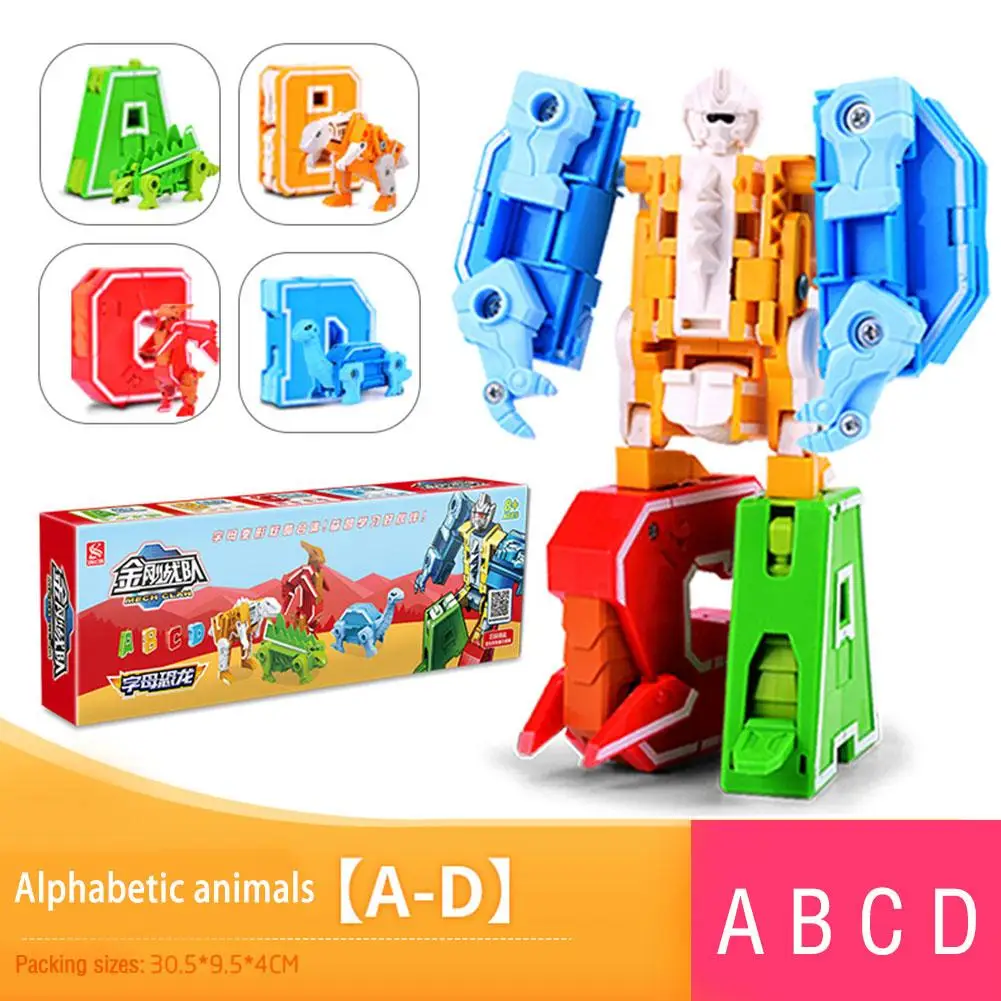 26 буквенный Алфавит робот-трансформер Creativees, с рисунками животных, динозавр деформации подвижные модельные фигурки игрушечные Роботы - Цвет: A