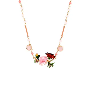 

Autumn and winter Monet garden series gold-plated enamel women necklace