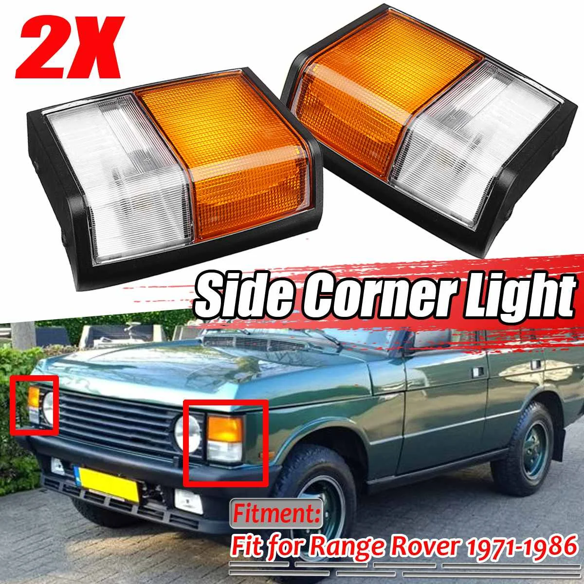 

New Car Front Side Corner Light Turn Signal Indicator Light Lamp Square Plug For Land Rover For Range Rover 1971-1986