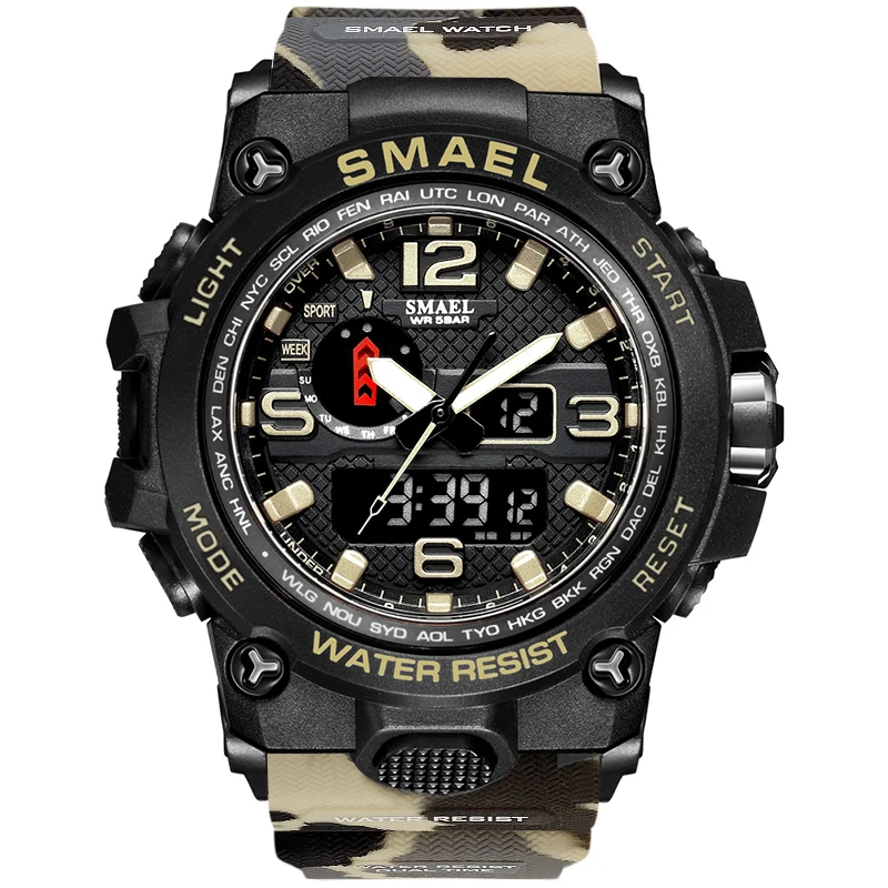 

Hot Smael Men Military Watches Fashion Dual Display Quartz Watch Men S Shock Sport Watches 50m Waterproof relogio masculino 1545