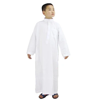 Boys Jubba Thobe Islamic Clothing Saudi Arabia Solid Muslim Kaftan Kids Brother Abayas Long Sleeve