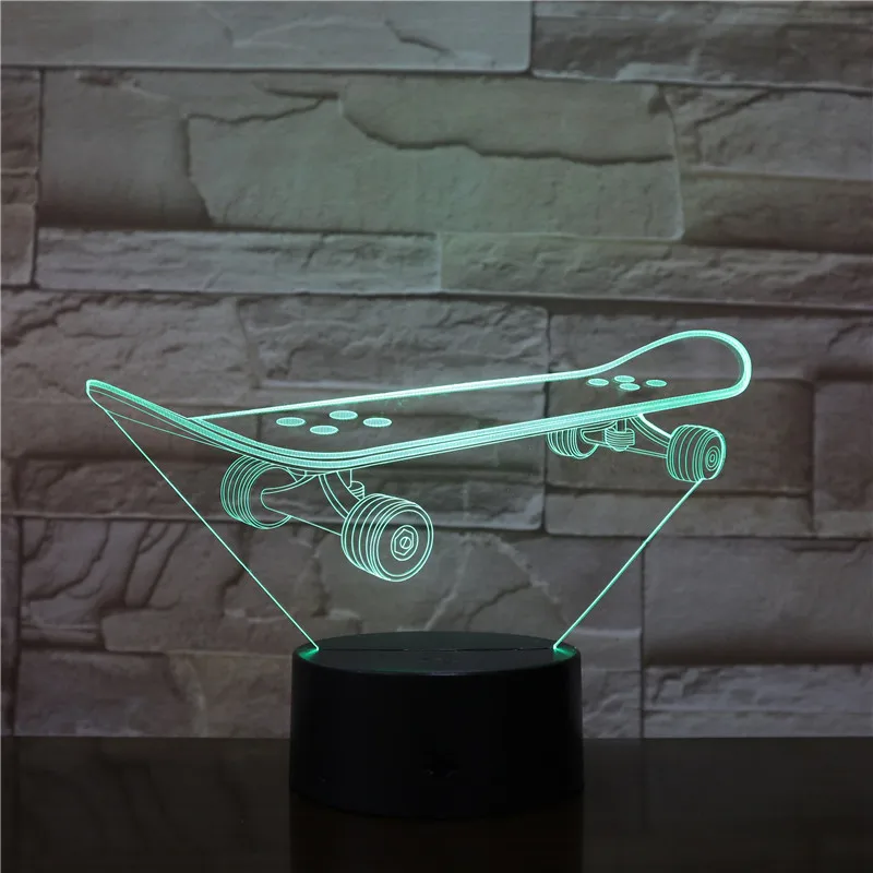3D светодиодный ночник для скейтбординга, романтическая настольная лампа для спальни, подарок на день святого Валентина для влюбленных пар, детский спальный светильник 3D-2195