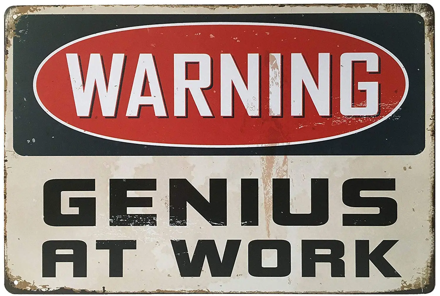 Avvertimento Genius At Work Retro Vintage 8 "X 12" Pollici