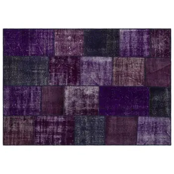 

Handmade Purple Vintage Overdyed Patchwork Area Rug 160x230 Cm-5'3''X7'7''