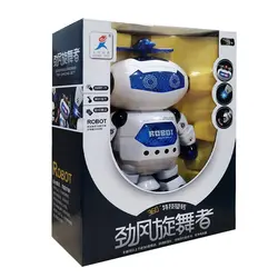 Robot de baile giratorio musical para niños, juguete eléctrico que emite luz, regalo de Navidad