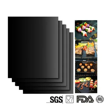 

8/6pcs Reusable Non-stick Surface BBQ Grill Mat Baking Sheet Hot Plate Easy Clean Grilling Picnic Camping Black Bbq Tools