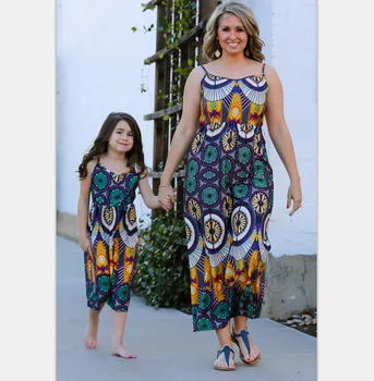 

mother and daughter clothes summer womens boutique clothing kids dresses for girls baby boho fashion floral print family look