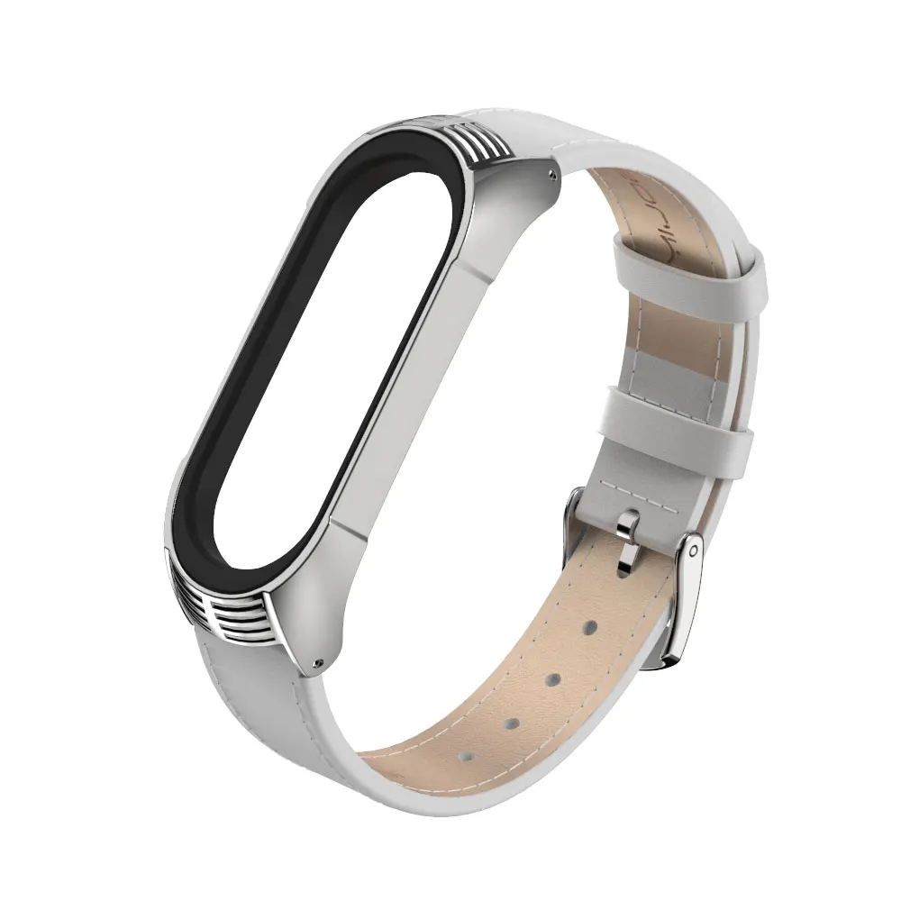 Mi jobs mi Band 4 ремешок из натуральной кожи для Xiaomi mi 4 3 умные наручные часы браслет mi Band 4 браслет NFC аксессуары - Цвет: White