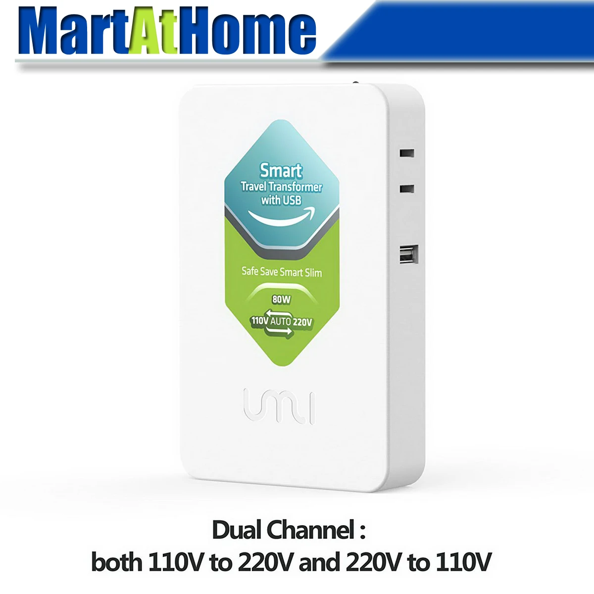

Step Up and Down Voltage Converter 80W, Slim and Light, Smart Convert from 110V to 220V Also 220V to 110V for Worldwide Traveler