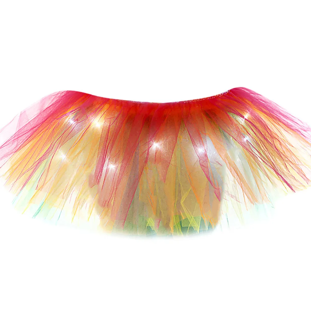 Стильная юбка сетка 2019 с лампочками для женщин светодиодный свет Тюлевая пачка