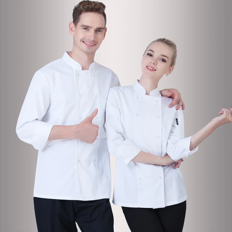 Male Female Hotel Restaurant Uniform Kitchen Chef Jacket Long-sleeve Adult Unisex Cook Clothes Plus Size B-6264 | Тематическая